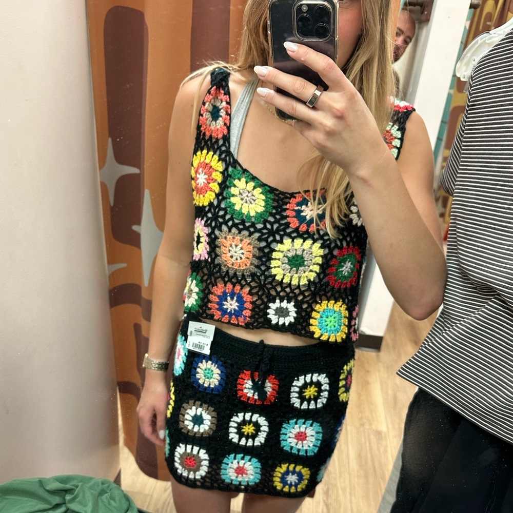 Crochet Colourful Beach Set Coverup
